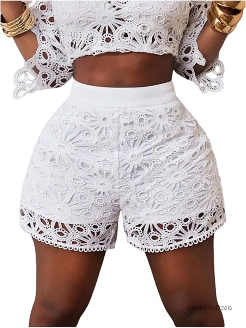 Crochet Hollow Out Mini Shorts High Waisted Summer Casual Shorts